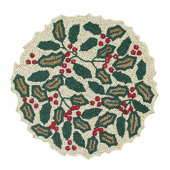 St. Nicholas Square® Beaded Holly Placemat 1 St. Nicholas Square® Beaded Holly Placemat