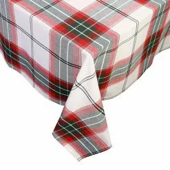St. Nicholas Square® White Farmhouse Plaid Tablecloth