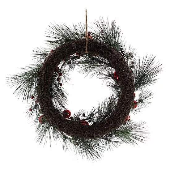 St. Nicholas Square® Artificial Flocked Pinecone Pine Needle Ornament Wreath 2 St. Nicholas Square® Artificial Flocked Pinecone Pine Needle Ornament Wreath - Image 2