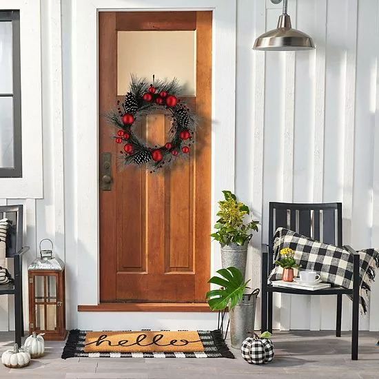 St. Nicholas Square® Artificial Flocked Pinecone Pine Needle Ornament Wreath 4 St. Nicholas Square® Artificial Flocked Pinecone Pine Needle Ornament Wreath - Image 4