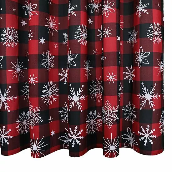 St. Nicholas Square Buffalo Check Snowflake Shower Curtain 3 St. Nicholas Square Buffalo Check Snowflake Shower Curtain - Image 3