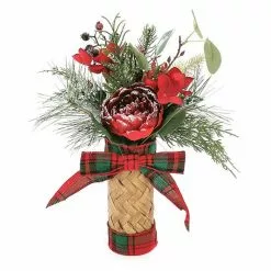 St. Nicholas Square® Artificial Snow Red Floral Stack Table Decor