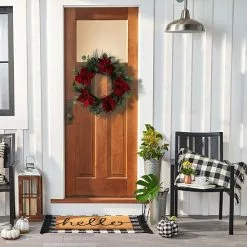 St. Nicholas Square® Artificial Red Poinsettia Greenery Wreath -Nichola Home Decor Shop unnamed file 2132