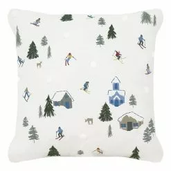 St. Nicholas Square® Skier Village Throw Pillow
