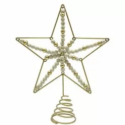 St. Nicholas Square® Iron Wire Star With Pinewood Beads Tree Topper
