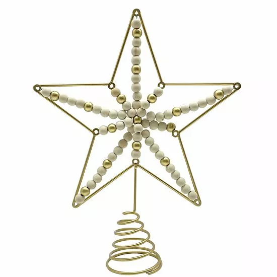 St. Nicholas Square® Iron Wire Star With Pinewood Beads Tree Topper 2 St. Nicholas Square® Iron Wire Star With Pinewood Beads Tree Topper - Image 2