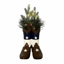 St. Nicholas Square® Texas Botanical Cowboy Boot LED Table Decor