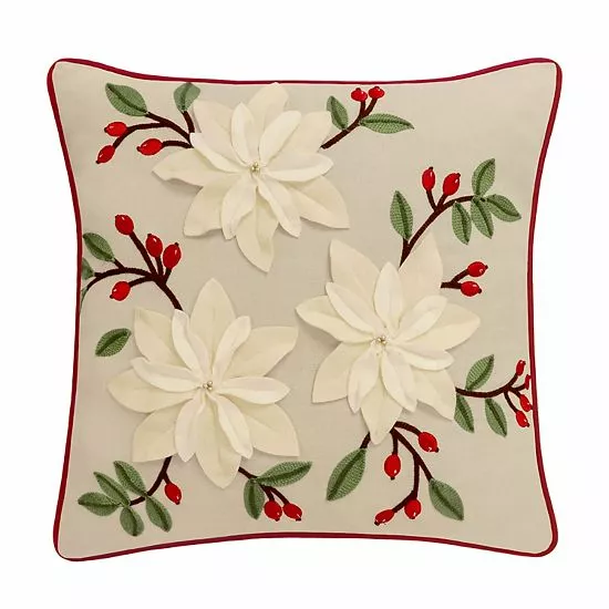 St. Nicholas Square® Poinsettia Throw Pillow 1 St. Nicholas Square® Poinsettia Throw Pillow