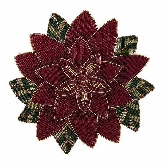 St. Nicholas Square® Beaded Poinsettia Placemat 1 St. Nicholas Square® Beaded Poinsettia Placemat