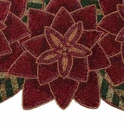 St. Nicholas Square® Beaded Poinsettia Table Runner - 36" -Nichola Home Decor Shop unnamed file 637