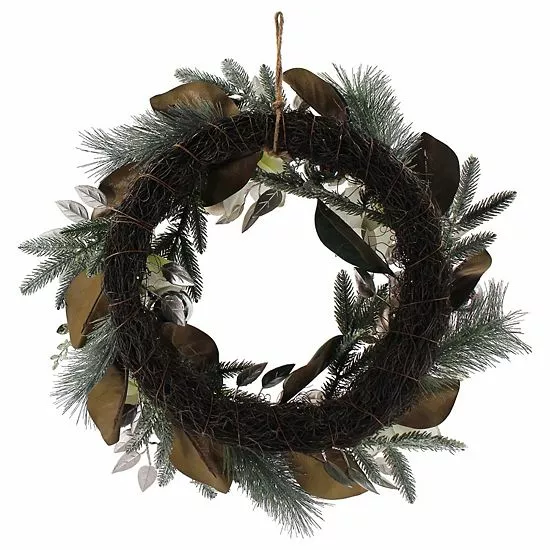 St. Nicholas Square® Gold Finish Artificial Magnolia Wreath 2 St. Nicholas Square® Gold Finish Artificial Magnolia Wreath - Image 2