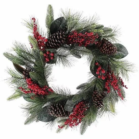 St. Nicholas Square® Artificial Magnolia Holly Berry Wreath 1 St. Nicholas Square® Artificial Magnolia Holly Berry Wreath