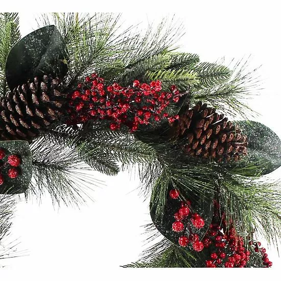 St. Nicholas Square® Artificial Magnolia Holly Berry Wreath 3 St. Nicholas Square® Artificial Magnolia Holly Berry Wreath - Image 3