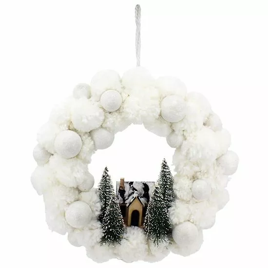 St. Nicholas Square® LED Pom Pom Wreath 1 St. Nicholas Square® LED Pom Pom Wreath
