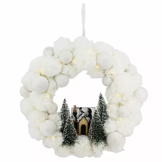 St. Nicholas Square® LED Pom Pom Wreath 2 St. Nicholas Square® LED Pom Pom Wreath - Image 2
