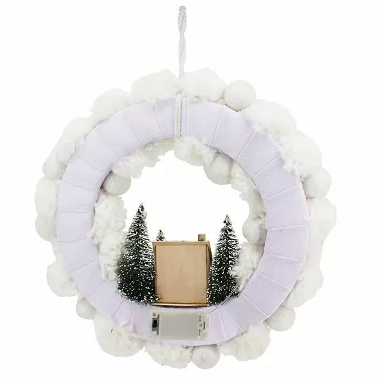 St. Nicholas Square® LED Pom Pom Wreath 3 St. Nicholas Square® LED Pom Pom Wreath - Image 3