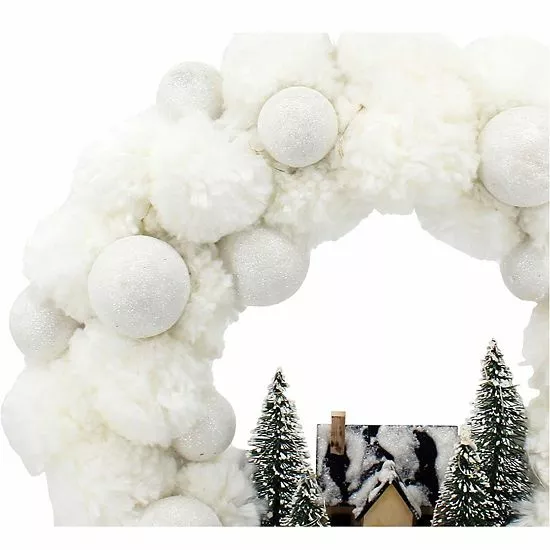 St. Nicholas Square® LED Pom Pom Wreath 4 St. Nicholas Square® LED Pom Pom Wreath - Image 4