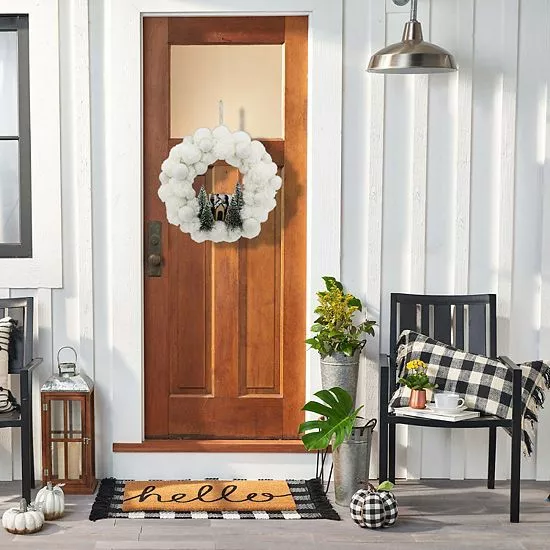 St. Nicholas Square® LED Pom Pom Wreath 5 St. Nicholas Square® LED Pom Pom Wreath - Image 5