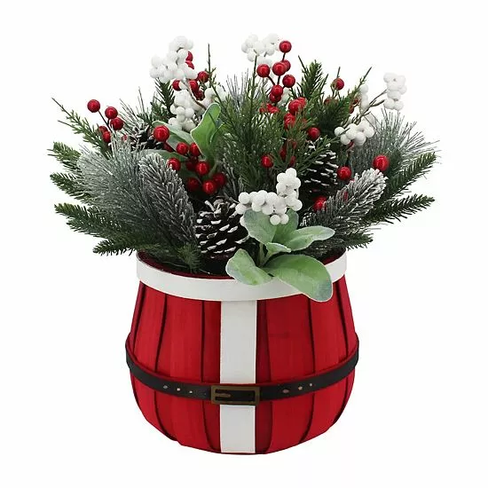 St. Nicholas Square® Santa Basket Artificial Branches Berries Table Decor 2 St. Nicholas Square® Santa Basket Artificial Branches Berries Table Decor - Image 2
